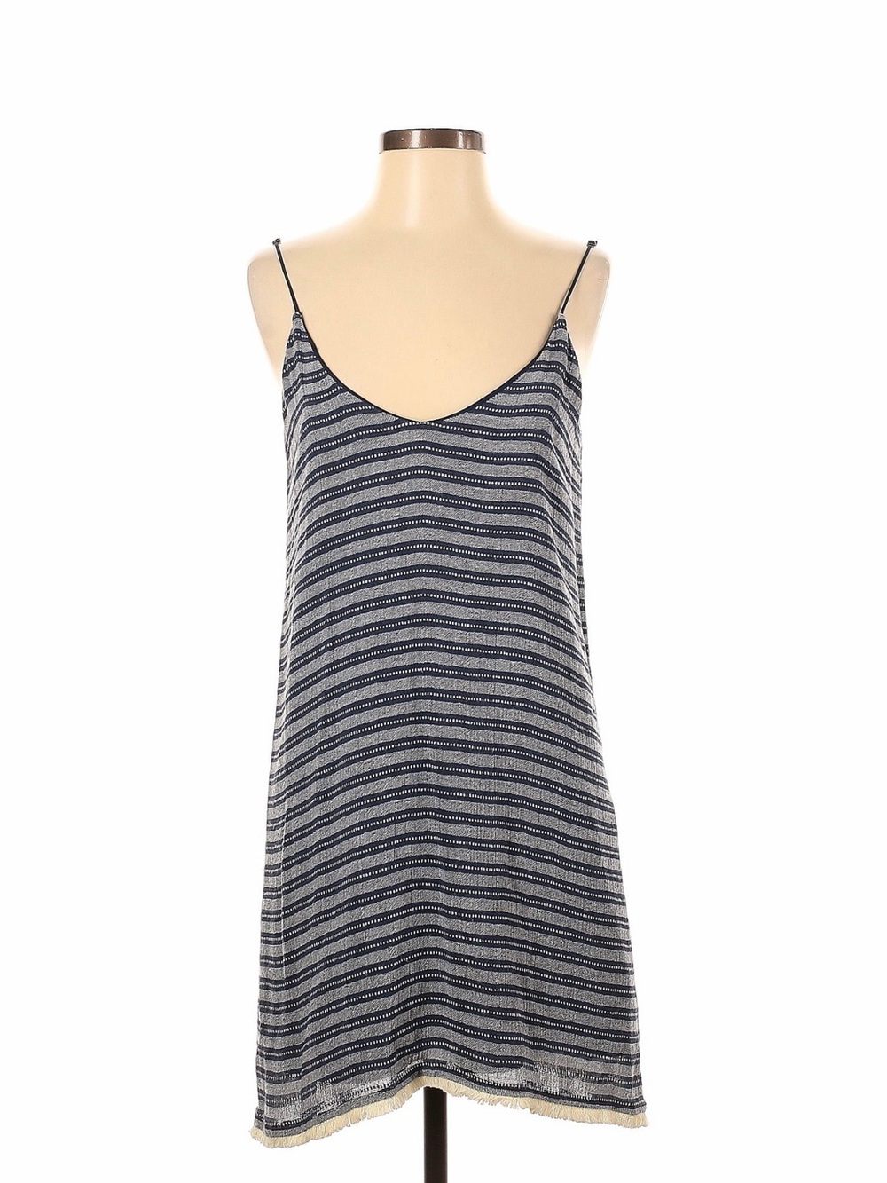 Myne Navy and White Striped Midi Slip Dress